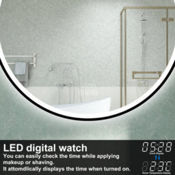 AVER-GROWTH 60Cm Black Led Bathroom Mirror With 3 Clour Lights Bluetooth Speaker Clock Illuminated Mirror - thumbnail 5