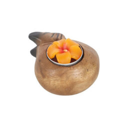 Curled Cat Tealight Holder - Handcrafted Monkey Pod Wood Decor - thumbnail 4