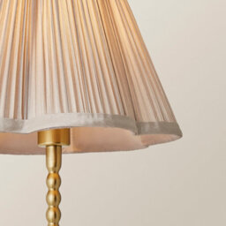 Valuelights Maeve Light Grey Pleated Faux Silk Scallop Shade Brushed Gold Bobbin Table Lamp - thumbnail 3
