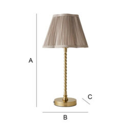 Valuelights Maeve Light Grey Pleated Faux Silk Scallop Shade Brushed Gold Bobbin Table Lamp - thumbnail 8