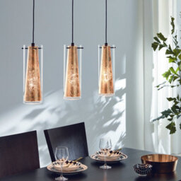 Elegant Ceiling Pendant Light With Matching Wall Sconces In Clear Glass And Gold Finish - thumbnail 4