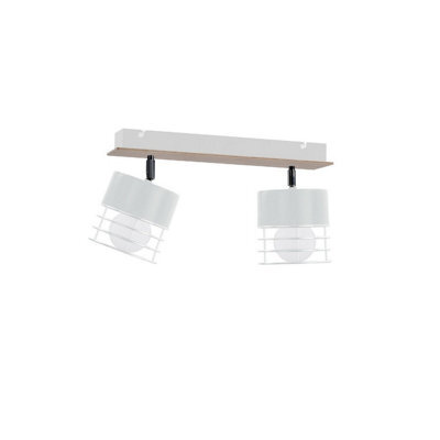Luminosa Lighting Luminosa Casa Twin Ceiling Spotlight White, Wood, 50Cm, 2X E27