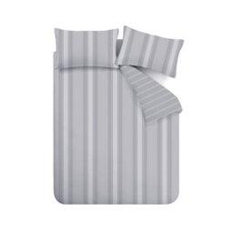 Bianca Brushed Cotton Ticking Stripe Reversible Duvet Cover Set With Pillowcases Grey - thumbnail 6