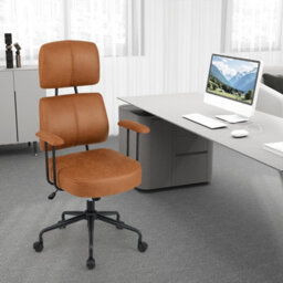 Gainoom Ergonomic Office Brown Chair Leathaire Computer Chair W/ Rocking Backrest - thumbnail 5