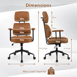 Gainoom Ergonomic Office Brown Chair Leathaire Computer Chair W/ Rocking Backrest - thumbnail 2