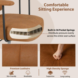 Gainoom Ergonomic Office Brown Chair Leathaire Computer Chair W/ Rocking Backrest - thumbnail 6