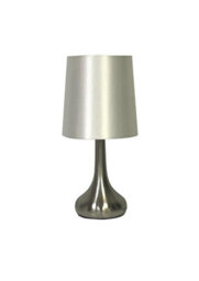 Navilux Modern Chrome Teardrop Touch Table Lamp Cream Faux Silk Shade 4-Stage Dimmable Silver Brushed Single Lamp Energy Class F - thumbnail 1