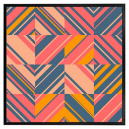 "Andrew Lee Striped Bright Geometric Pattern (Picutre Frame) / 24X24"" / Black" - thumbnail 7