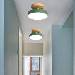 Led Ceiling Lamp Green Wood Semi-Flush Mount 18Cm Cool Light - thumbnail 3