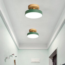 Led Ceiling Lamp Green Wood Semi-Flush Mount 18Cm Cool Light - thumbnail 4