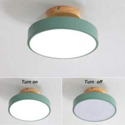 Led Ceiling Lamp Green Wood Semi-Flush Mount 18Cm Cool Light - thumbnail 5