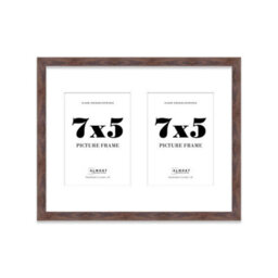 14X11 Inch 2 Opening Photo Collage Frame, Display Two 7X5 Inch Photos, Multi Aperture Family Picture Frame, Walnut - thumbnail 2