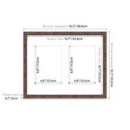 14X11 Inch 2 Opening Photo Collage Frame, Display Two 7X5 Inch Photos, Multi Aperture Family Picture Frame, Walnut - thumbnail 4
