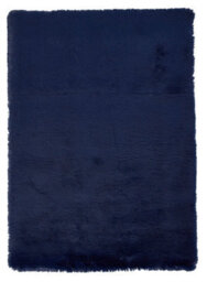 Navy Shaggy Rug, Plain Anti-Shed Rug With 80mm Thickness, Modern Navy Rug For Bedroom, & Dining Room-80Cm X 150Cm - thumbnail 1