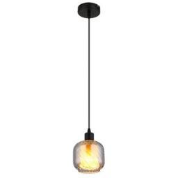Luminosa Lighting Luminosa Xia Dome Pendant Ceiling Light Matt Black Smoke Glass Shade 1X E27 - thumbnail 1