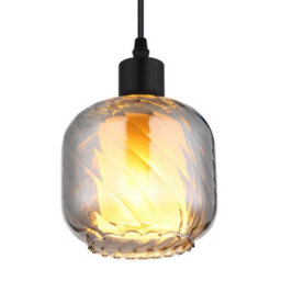 Luminosa Lighting Luminosa Xia Dome Pendant Ceiling Light Matt Black Smoke Glass Shade 1X E27 - thumbnail 3