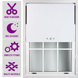 Furnished Triple Square Eyelet Blackout Blind Free Cut Service - White (W)150Cm X (L)165Cm