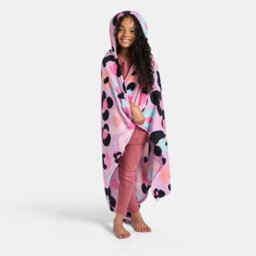 Ohs Kids Leopard Wearable Hooded Fleece Blanket - thumbnail 1