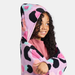 Ohs Kids Leopard Wearable Hooded Fleece Blanket - thumbnail 2