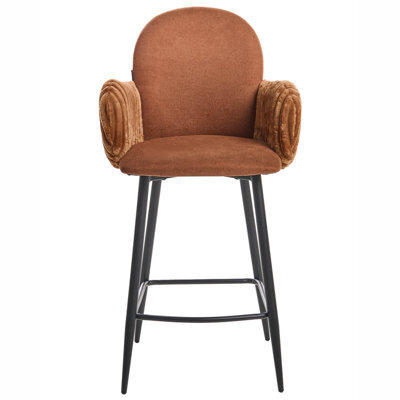 Wyld And Coco Retro Bar Chairs Set Of 2 Brown Velvet Armrests, W50 X D54 X H100Cm - image 1
