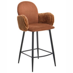 Wyld And Coco Retro Bar Chairs Set Of 2 Brown Velvet Armrests, W50 X D54 X H100Cm - thumbnail 4