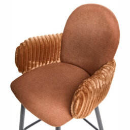 Wyld And Coco Retro Bar Chairs Set Of 2 Brown Velvet Armrests, W50 X D54 X H100Cm - thumbnail 7
