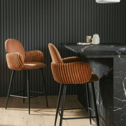 Wyld And Coco Retro Bar Chairs Set Of 2 Brown Velvet Armrests, W50 X D54 X H100Cm - thumbnail 2