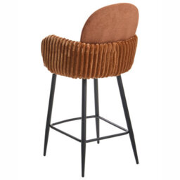 Wyld And Coco Retro Bar Chairs Set Of 2 Brown Velvet Armrests, W50 X D54 X H100Cm - thumbnail 6