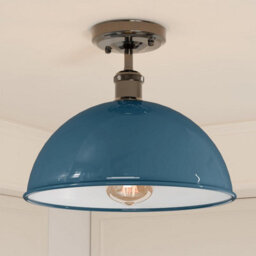 Industrial Semi Flush Mount Vintage Ceiling Light Metal 30Cm Cyan Blue Dome Lampshade Mini Pendant Lighting For Farmhouse - thumbnail 4