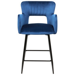Beliani Set Of 2 Bar Chairs Sanilac Velvet Navy Blue - thumbnail 5