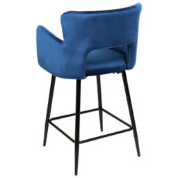 Beliani Set Of 2 Bar Chairs Sanilac Velvet Navy Blue - thumbnail 6