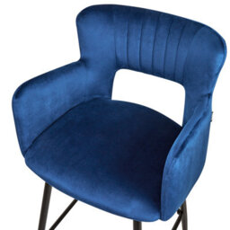 Beliani Set Of 2 Bar Chairs Sanilac Velvet Navy Blue - thumbnail 7