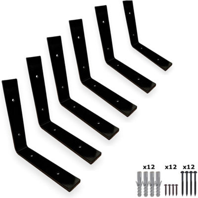 MKGT 6 Shelf Brackets Pcs Heavy Duty Industrial Steel For Wall Mounted Diy Floating(Black, 150X150mm) - image 1