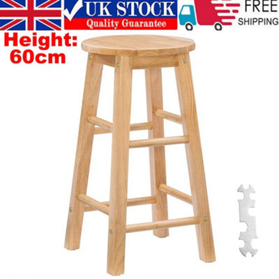 60Cm Wooden Bar Stool - Ideal For Kitchens & Breakfast Bars - image 1