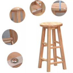 60Cm Wooden Bar Stool - Ideal For Kitchens & Breakfast Bars - thumbnail 7