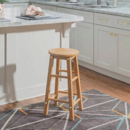 60Cm Wooden Bar Stool - Ideal For Kitchens & Breakfast Bars - thumbnail 8