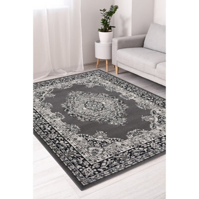 Melrose Colorama Traditional Design Grey X-Large Area Rug 200/290Cm - image 1