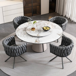 Btm Set Of 2 Velvet Swivel Dining Chairs With Metal Legs, Gray, For Living Room Or Bedroom - thumbnail 4