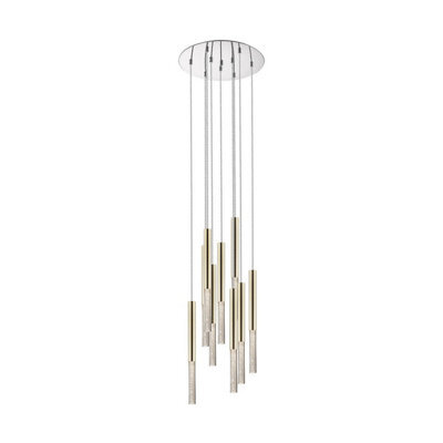 Luminosa Lighting Luminosa One Integrated Led 9 Light Cluster Pendant Ceiling Light, French Gold, Clear, 3000K, 4050Lm