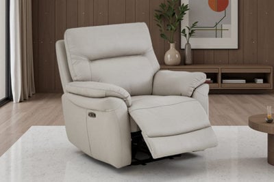 Grey Leather Electric 1 Seater Recliner Chair - image 1