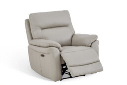 Grey Leather Electric 1 Seater Recliner Chair - thumbnail 3