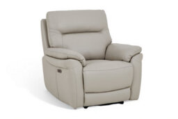 Grey Leather Electric 1 Seater Recliner Chair - thumbnail 2