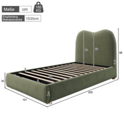 Btm 3Ft Upholstered Hydraulic Bed With Storage Headboard, Velvet Green (No Mattress) - thumbnail 9