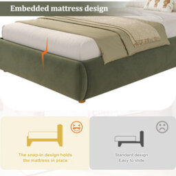 Btm 3Ft Upholstered Hydraulic Bed With Storage Headboard, Velvet Green (No Mattress) - thumbnail 5