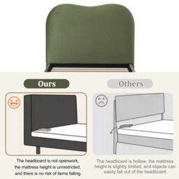 Btm 3Ft Upholstered Hydraulic Bed With Storage Headboard, Velvet Green (No Mattress) - thumbnail 6