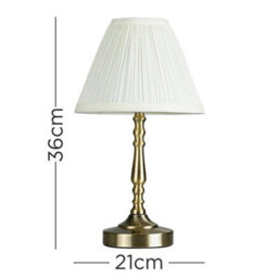Brass Touch Table Lamp Traditional 36Cm Dimmable Light Pleated Shade Living Room - thumbnail 2