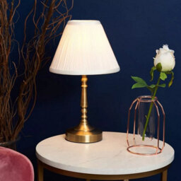 Brass Touch Table Lamp Traditional 36Cm Dimmable Light Pleated Shade Living Room - thumbnail 4