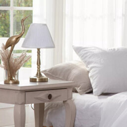 Brass Touch Table Lamp Traditional 36Cm Dimmable Light Pleated Shade Living Room - thumbnail 1