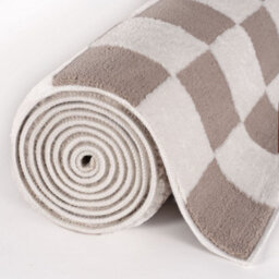 The Rugs Loft Beige And Ivory Checkerboard Living Room Area Rug And Runners Soft Pile - thumbnail 8
