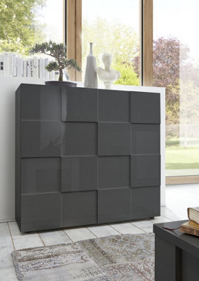 FurniComp LTD Furnicomp Lyon 2 Door Grey Gloss Tall Sideboard/highboard - image 1